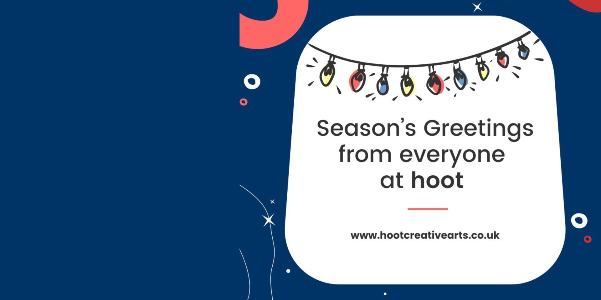 blue background with a season's greeting infographic on it