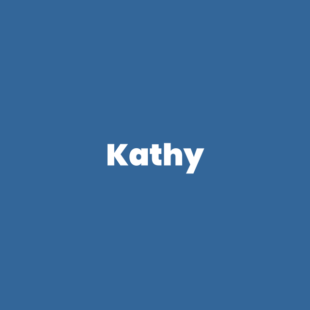 Blue square with the name Kathy in the middle